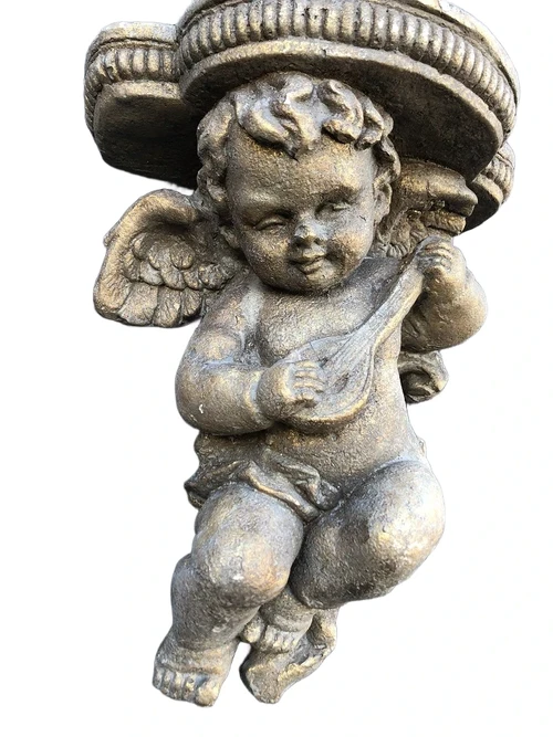 Wandornament-console Engel, bloemhouder, polystone, prachtige eye-catcher.