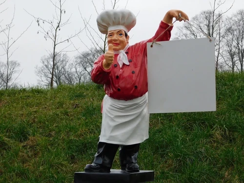 Statue Chef- Baker with Plate - 75 cm - Polystone