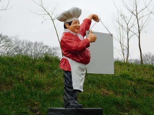 Statue Chef- Baker with Plate - 75 cm - Polystone