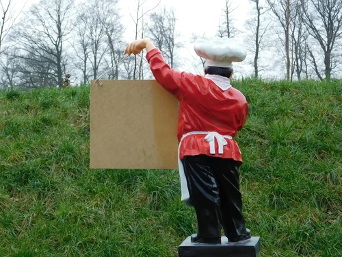 Statue Chef- Baker with Plate - 75 cm - Polystone