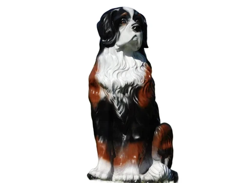 Beeld Hond - 76 cm -Polystone - Zwart, Wit met Bruin