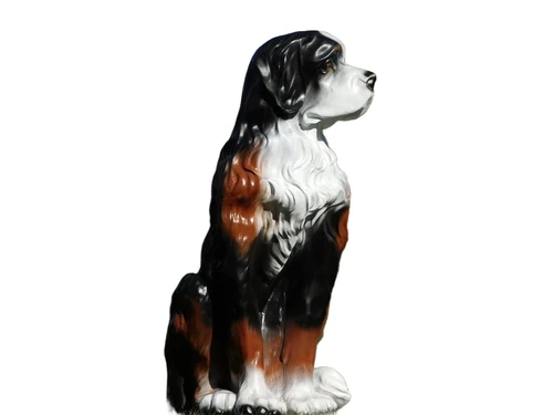 Beeld Hond - 76 cm -Polystone - Zwart, Wit met Bruin