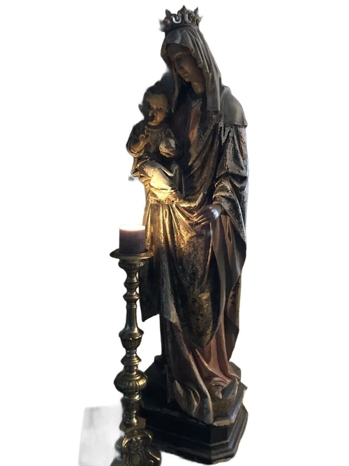 Statue Mother Mary / Mother Mary with Jesus XL - 130 cm - Old Polystone