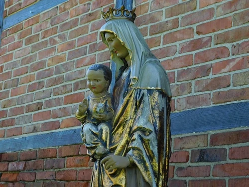 Statue Mother Mary / Mother Mary with Jesus XL - 130 cm - Old Polystone