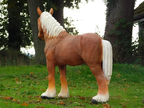 Statue Horse Blond - 110 cm - Polystone