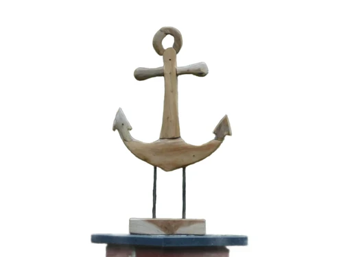 Handgemaakt Anker op Stand - 55 cm - Teakhout