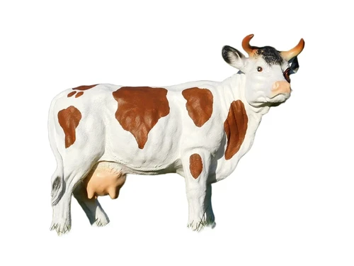 Cow in Colour - 65 cm - Brown with White - Polystone