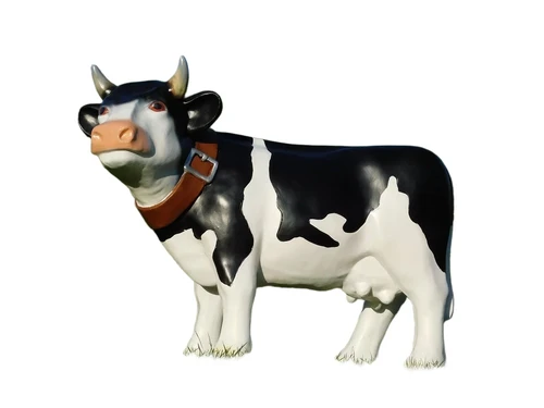 Cow with Neck Strap - 80 cm - Black and White - Polystone