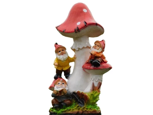 Toadstool with Gnomes - 50 cm - Polystone