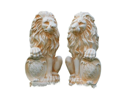 Set Löwen mit Schild - 52 cm - Polystone