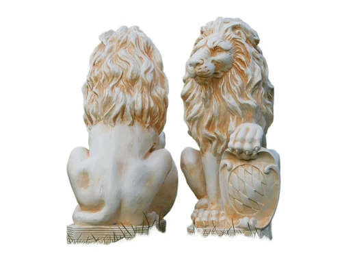 Set Löwen mit Schild - 52 cm - Polystone