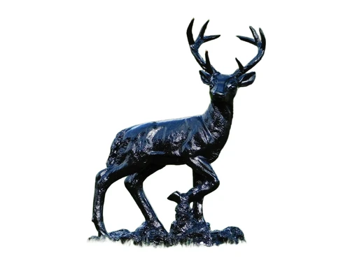 Standing Deer XL - Black - Polystone - 110 cm high