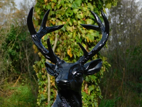 Standing Deer XL - Black - Polystone - 110 cm high