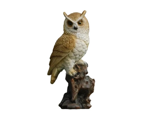 Owl on Stump - 35 cm - Polystone - Detailed