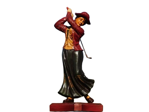 Vintage Beeld Vrouwelijke Golfer – 70 cm Hoog | Uniek & Eenmalig Leverbaar