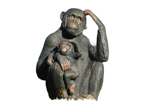 Statue monkey with young - XXL - polystone - detailed