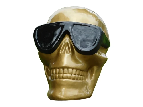 Statue Skull with Glasses - Gold - Polystone