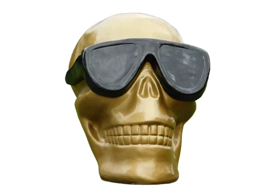 Statue Skull with Glasses - Gold - Polystone
