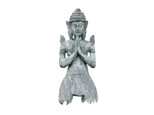 Statue Temple Keeper - Grey with White - Polystone