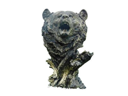 Bear head polystone - beautiful design - black-gold