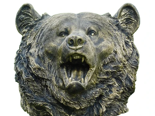 Bear head polystone - beautiful design - black-gold
