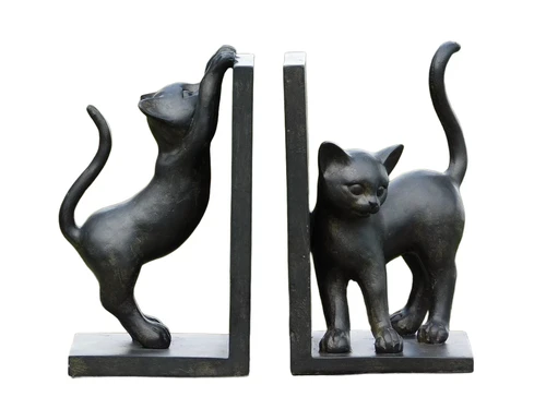 Buchstützen mit Katzen - Schwarz Braun - von Polystone and Holz