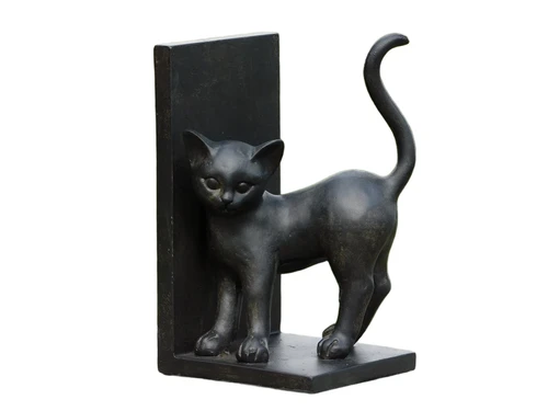 Buchstützen mit Katzen - Schwarz Braun - von Polystone and Holz