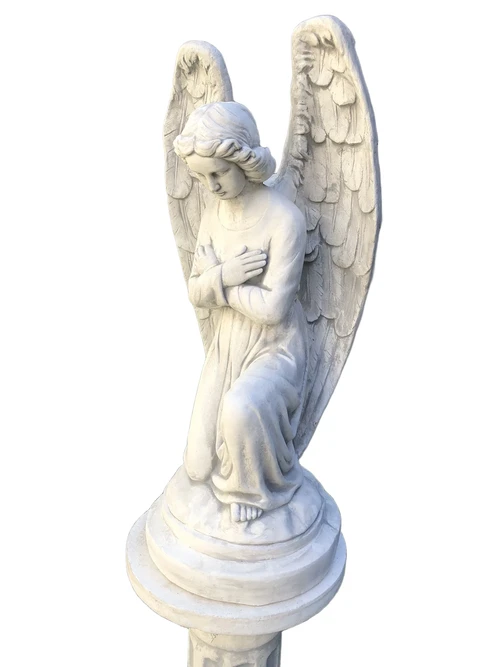 Angel - weatherproof, kneeling, full of stone, large statue.