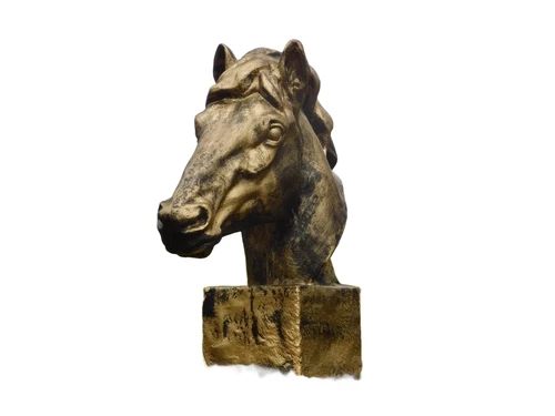 Large horse head - gold with black - polystone