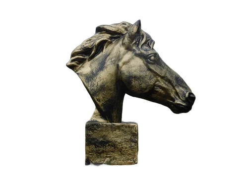 Large horse head - gold with black - polystone