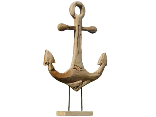 Handgemaakt Anker op Stand - 100 cm - Teakhout