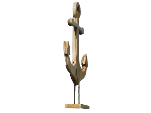 Handgemaakt Anker op Stand - 100 cm - Teakhout