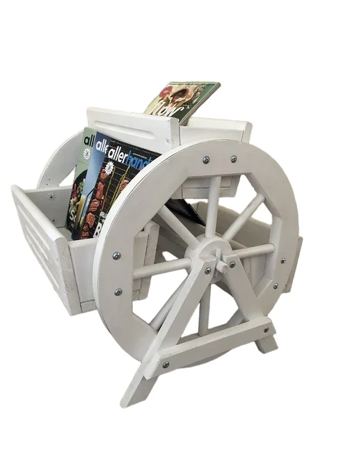 Reading box, wood, with 2 wagon wheels wood-white, very nice!