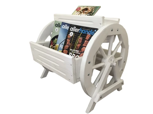 Reading box, wood, with 2 wagon wheels wood-white, very nice!