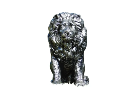 Beautiful statue of a lion, polystone, silver-gray, beautiful in detail!