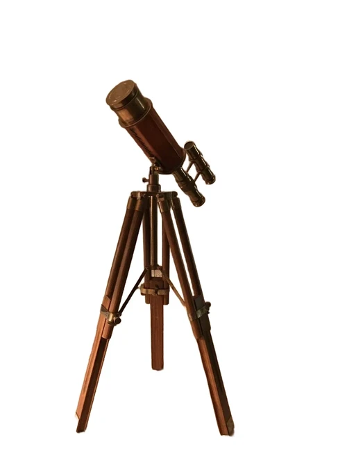 Beautiful decorative telescope on a wooden tripod