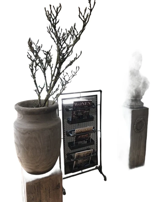 Beautiful large wooden vase-pot in the color gray.