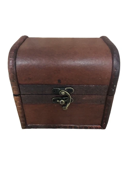 Beautiful colonial wooden box with beautiful fittings, storage box-M.