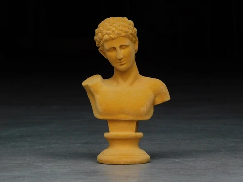 Set of statues of Adam and Eve - finished in velvet - colour Ochre