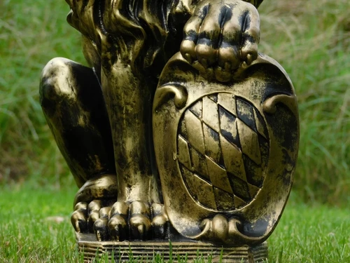 Set van 2 Leeuwen - Zwart/Goud - Polystone