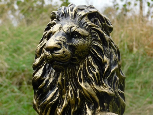 Set van 2 Leeuwen - Zwart/Goud - Polystone