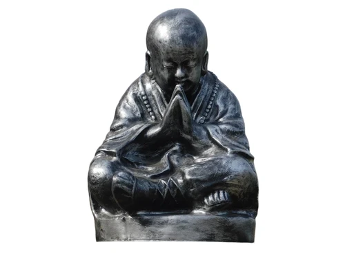Shaolin Monk praying - polystone - grey with black