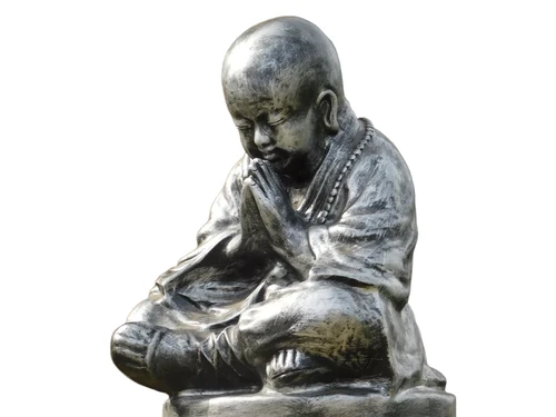 Shaolin Monk praying - polystone - grey with black