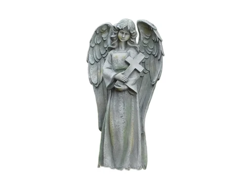 Standing Angel with Cross - polystone