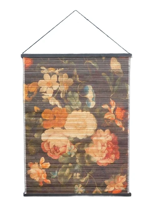 Wanddecoratie bamboe Bloemen - met ophangtouw