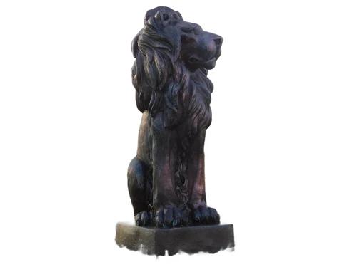 Seated lion - polystone - left looking - copper look