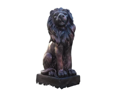 Seated lion - polystone - right looking - copper look