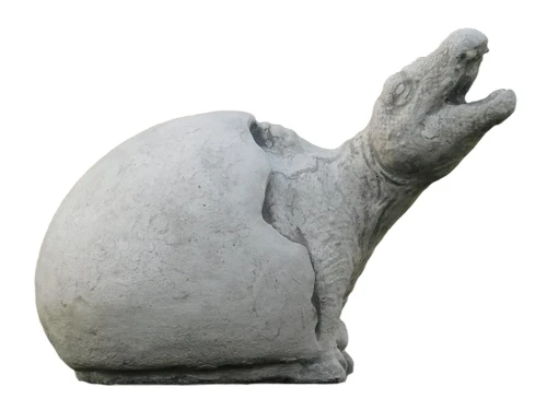 Statue Dino from Egg - Full Stone - White/Grey