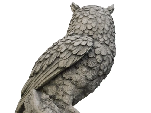 Statue Owl on Tree Trunk - Full Stone - Detailed