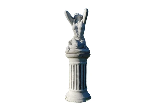 Statue Meerjungfrau auf Sockel - 115 cm - Massivstein